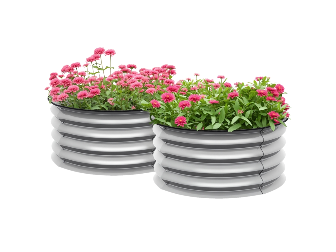 Hochbeet BTFORUS, 2 peças, sem fundo, ø60x30cm prata