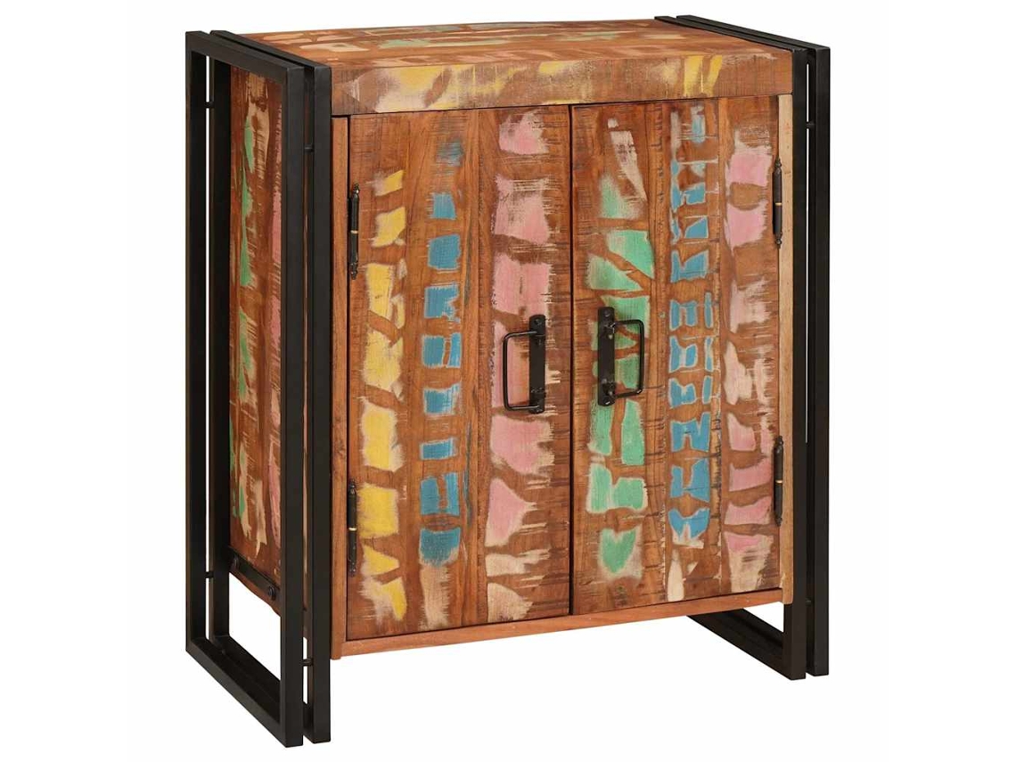 Conjunto 1 Armário De Cabeceira Vidaxl Multicolorido Madeira Recuperada Maciça (66 X 35 X 76 Cm)