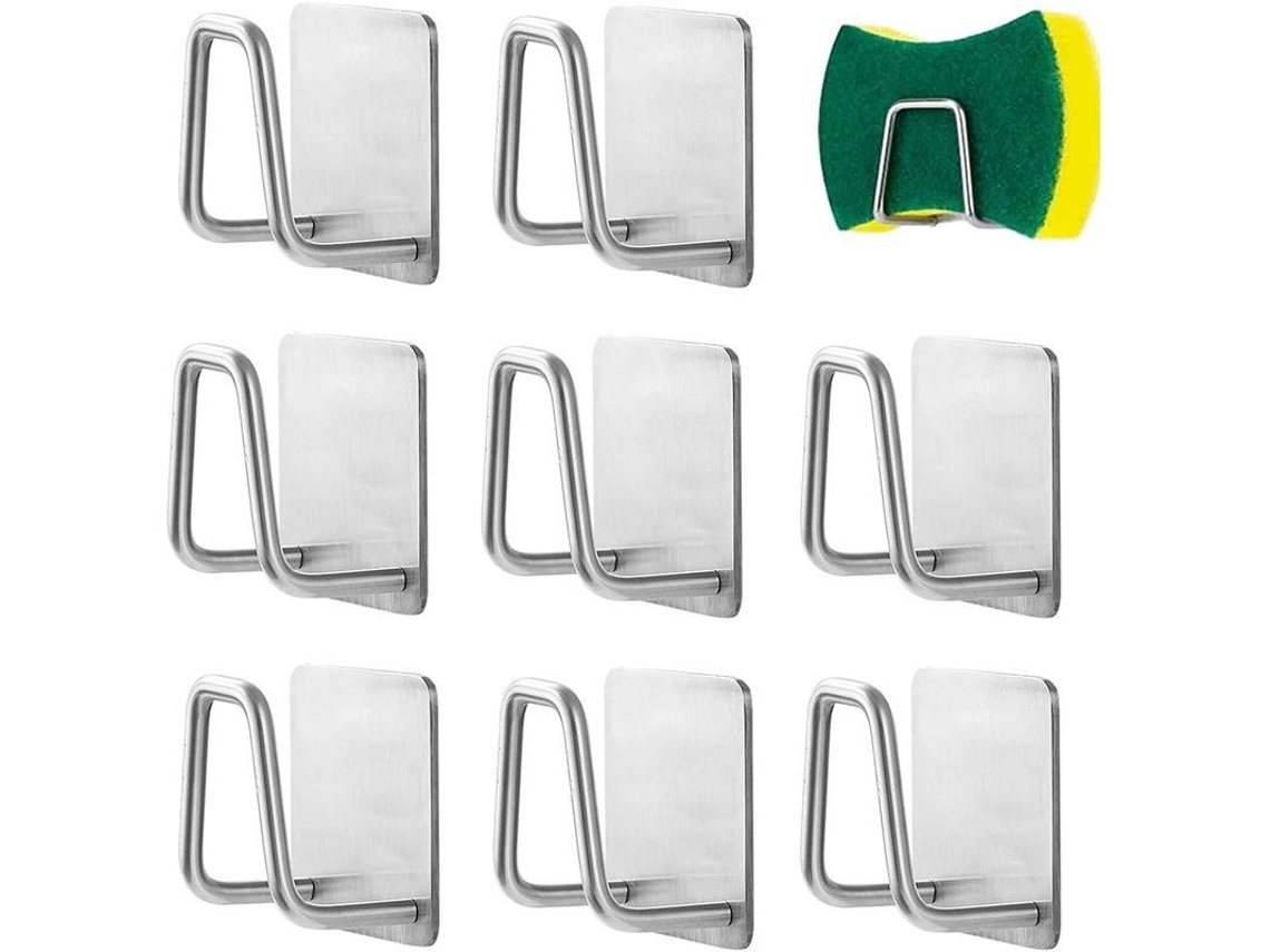 Soporte De Esponja Autoadehesivo, 8 Piezas De Acero Inoxidable Para Cocina Y Lavabo, Resistente À Água Y Antirrobo