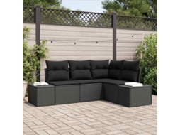 Vidaxl Conjunto De Sofá De Jardim 4 Unid. Preto Vime Pe