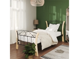 Vidaxl Estrutura de Cama 90x200 Cm Metal Preto