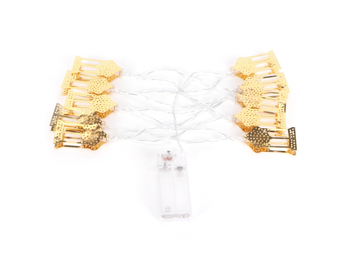 Luz de corda para Ramadã, 1.5m, ferro dourado, decoração festiva, com 10 Leds, para casa | S/MARCA