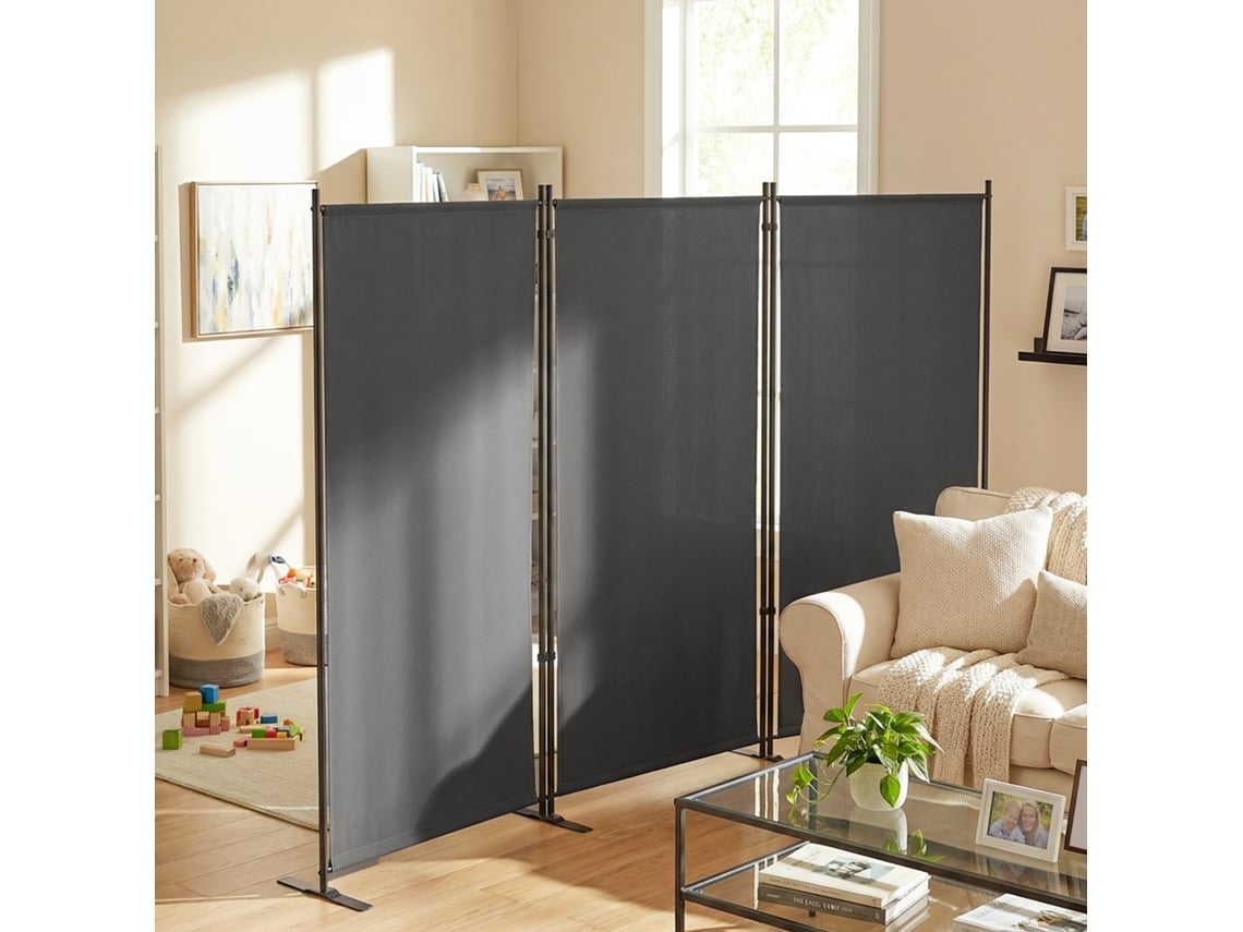 Painel de jardim Exterior Breeze com 3 persianas, estrutura metálica estável e 260x180cm, cor cinza escuro.