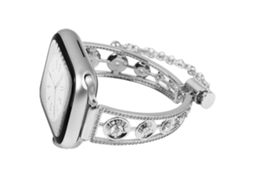 Bracelete Para Apple Watch 42/41/40/38mm - Metal Com Zircônio E Platina Prateada