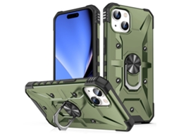 Suporte Casa Exército Para Iphone 15 Plus Pele Sintética Magnética Verde