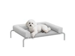 Cama Elevada Para Cães Com Latertais Amovíveis Cama Elevada Para Cães Pequenos Portátil Com Malha Respirável 90x65x30 Cm Cinza