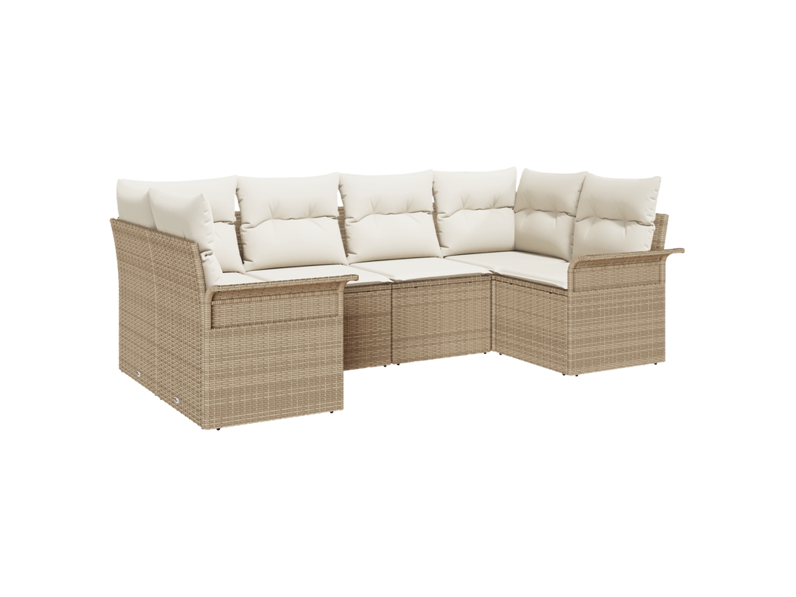 Conjunto 6 Móveis De Jardim Vidaxl Bege Vime Pe (234 X 132,5 X 85 Cm)