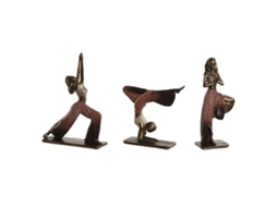 Figura Decorativa HOME ESPRIT Cor de Rosa Dourado Yoga Scandi 19x6x26 cm 3 Unidades