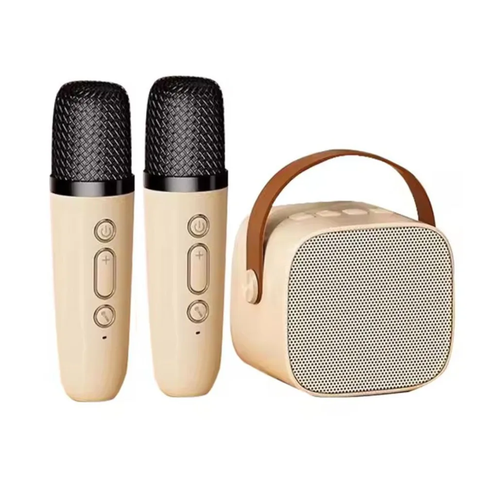 Mini Alto-falante Bluetooth Portátil Bege, Máquina De Karaokê Com Som Surround Estéreo, Para Uso Doméstico.