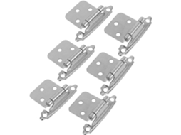 Conjunto De 6 Dobradiças Mola Para Armário, Sobreposição De 1 2 Polegada, Aço Prateado
