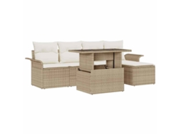 Vidaxl Conjunto De Sofá De Jardim 6 Unid. Bege