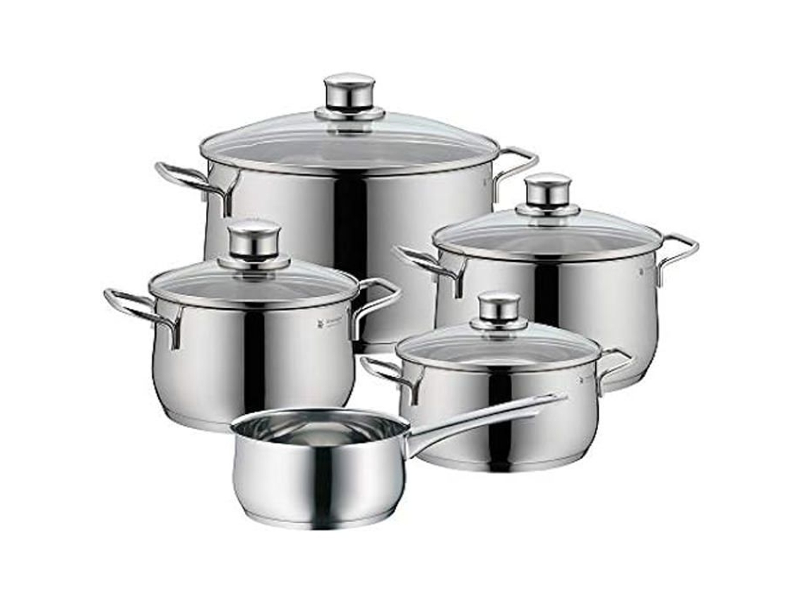 Conjunto de Utensílios de Cozinha Wmf com 5 Panelas em Aço Cromado 80 Cm Indução Compatível