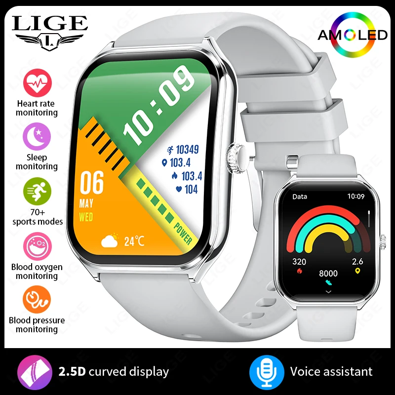 Smartwatch MDUG com Tela Sempre Ativa e Lembretes de Chamadas, Compatível com Android e Ios
