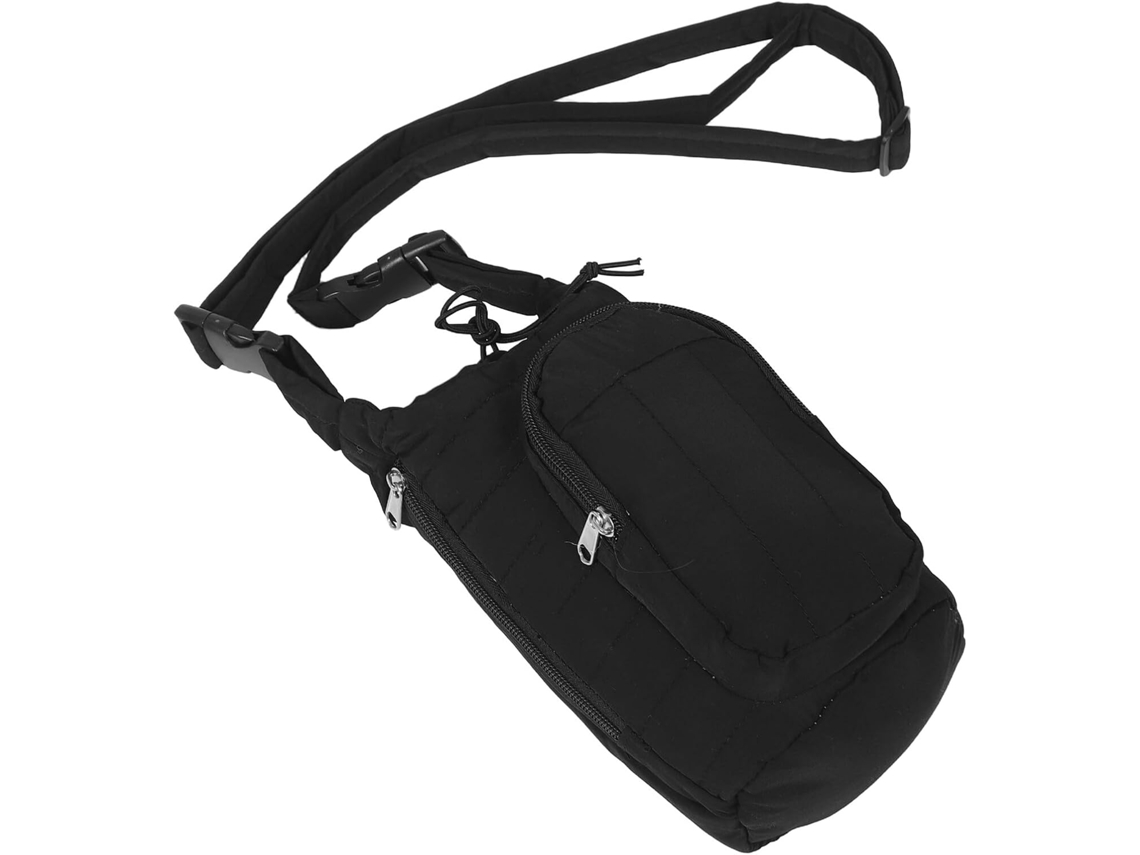 Bolsa Térmica Para Garrafa De Água Com Alça Ajustável, Capa Leve Preta De Plumas, Proteção Impermeável.