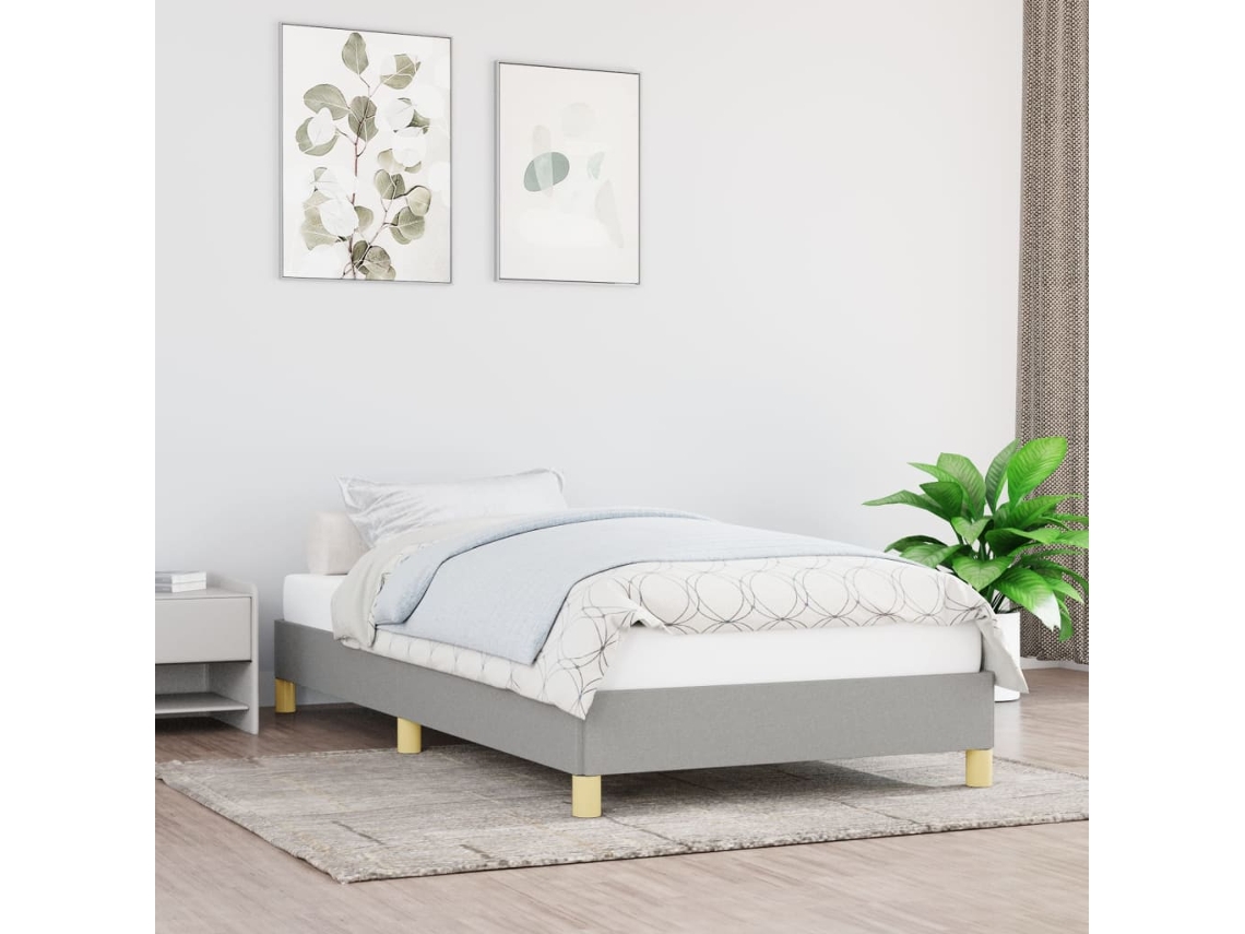 Vidaxl Estrutura De Cama Sem Colchão 90x200 Cm Tecido Cinzento-claro