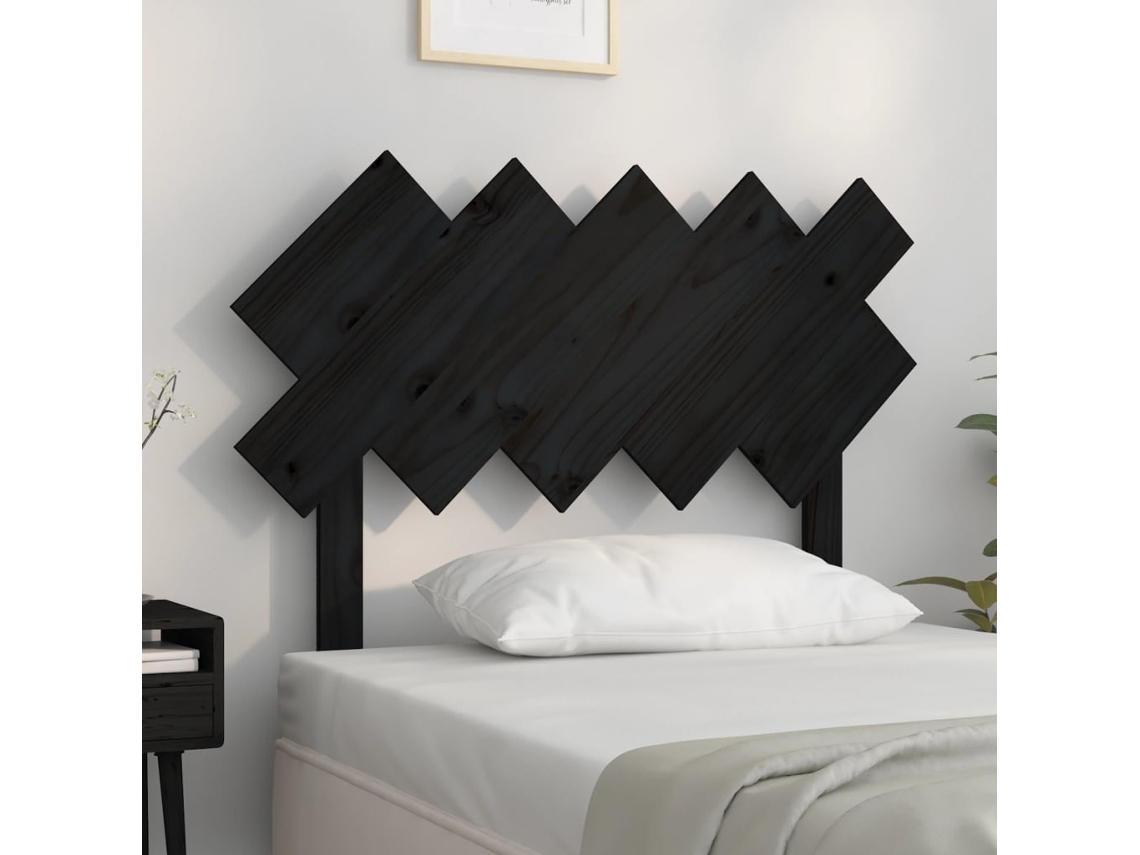 Vidaxl Cabeceira De Cama 104x3x80,5 Cm Pinho Maciço Preto