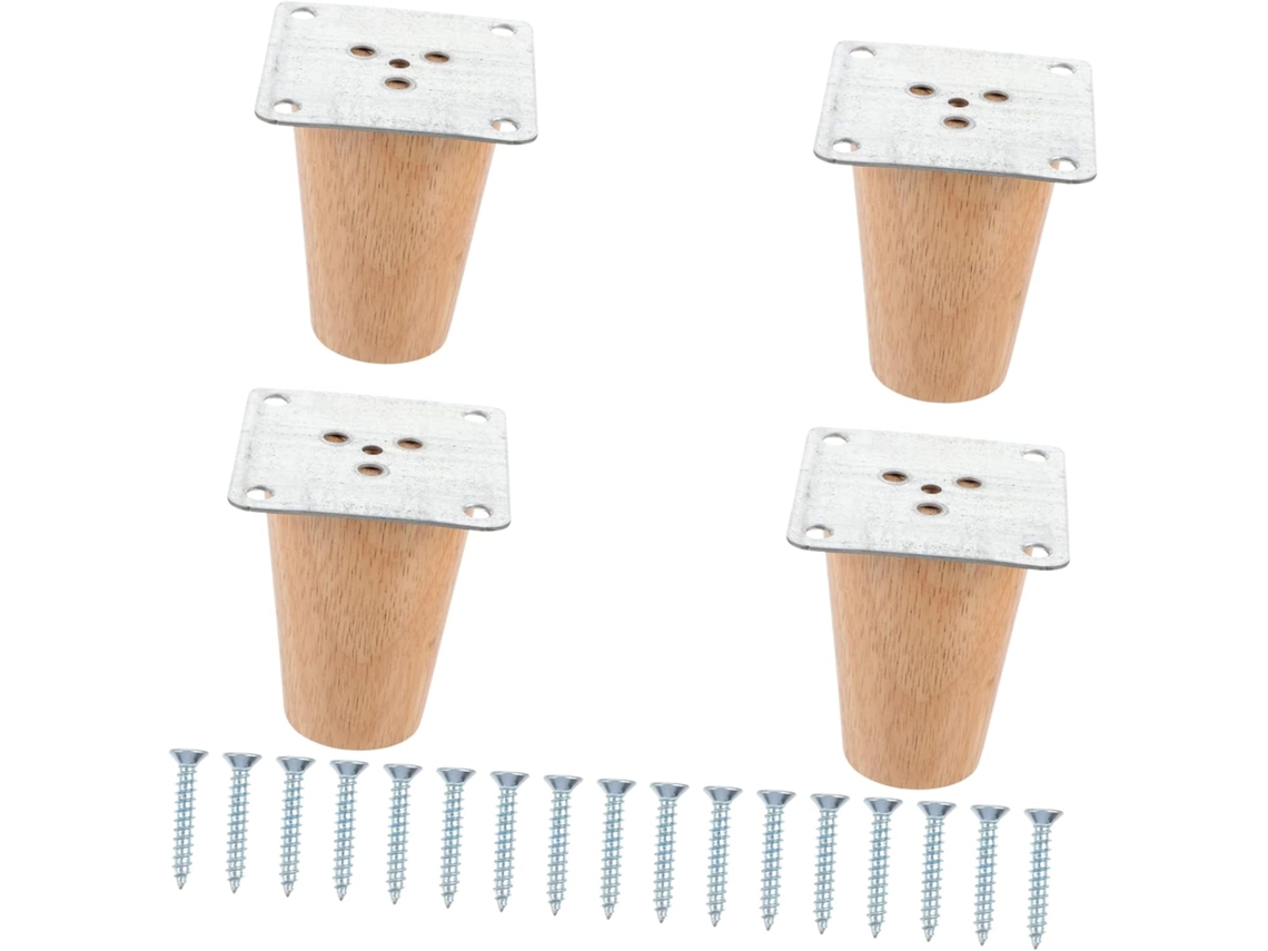 Conjunto De 4 Pés Madeira Maciça Cônicos Para Móveis, Mesas, Sofás E Armários