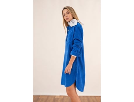 Vestido de Mulher THROTTLEMAN Bombazina Algodão Azul (M)