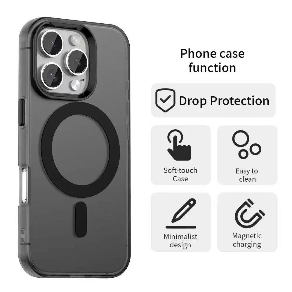 Capa Protetora Magnética Fosca (preta Para Iphone 14) Com Moldura Magsafe Para A Câmera, Capa Rígida.