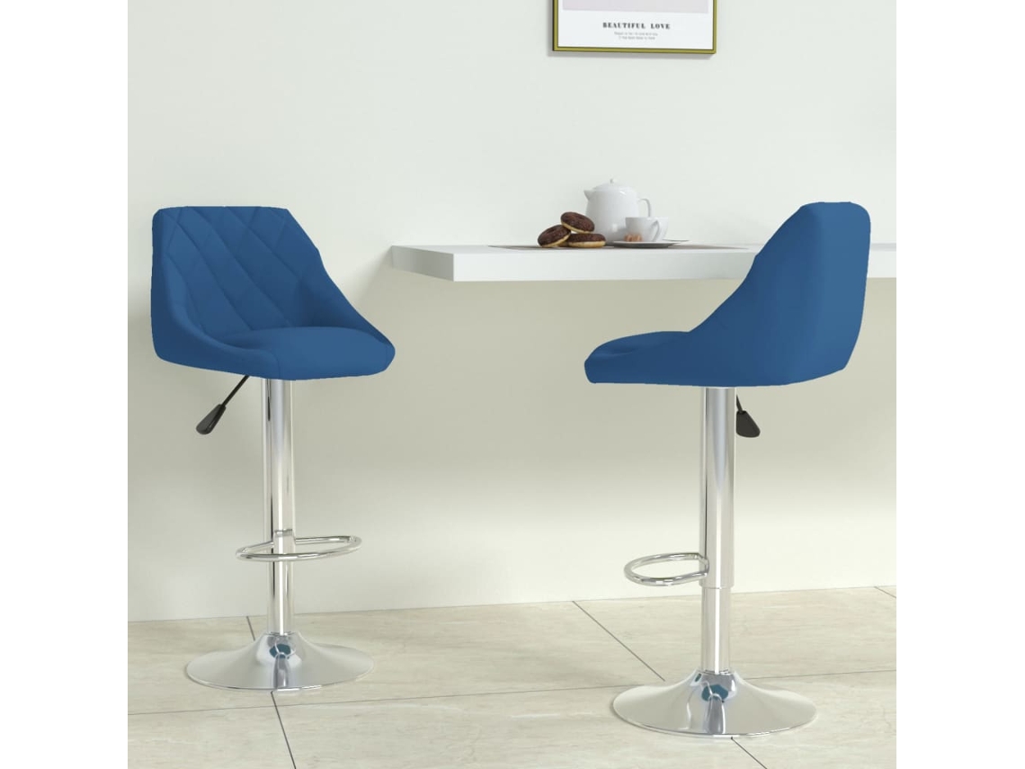 Vidaxl Bancos De Bar 2 Pcs Veludo Azul