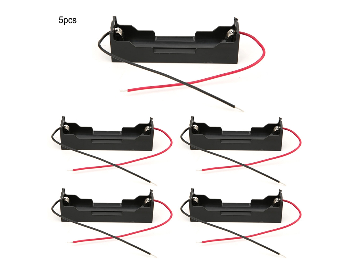 Conjunto de 5 caixas de suporte para baterias 18650 em ABS com cabos (sem marca)