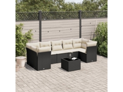 Vidaxl 8 Pcs Conjunto Sofás De Jardim Com Almofadões Vime Pe Preto