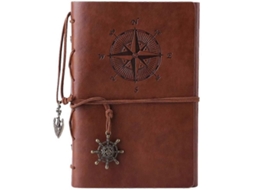 Cuaderno espiral de cuero vintage, agenda diaria recargable, para viajes, páginas en blanco y colgante (marrón) - aquaforge