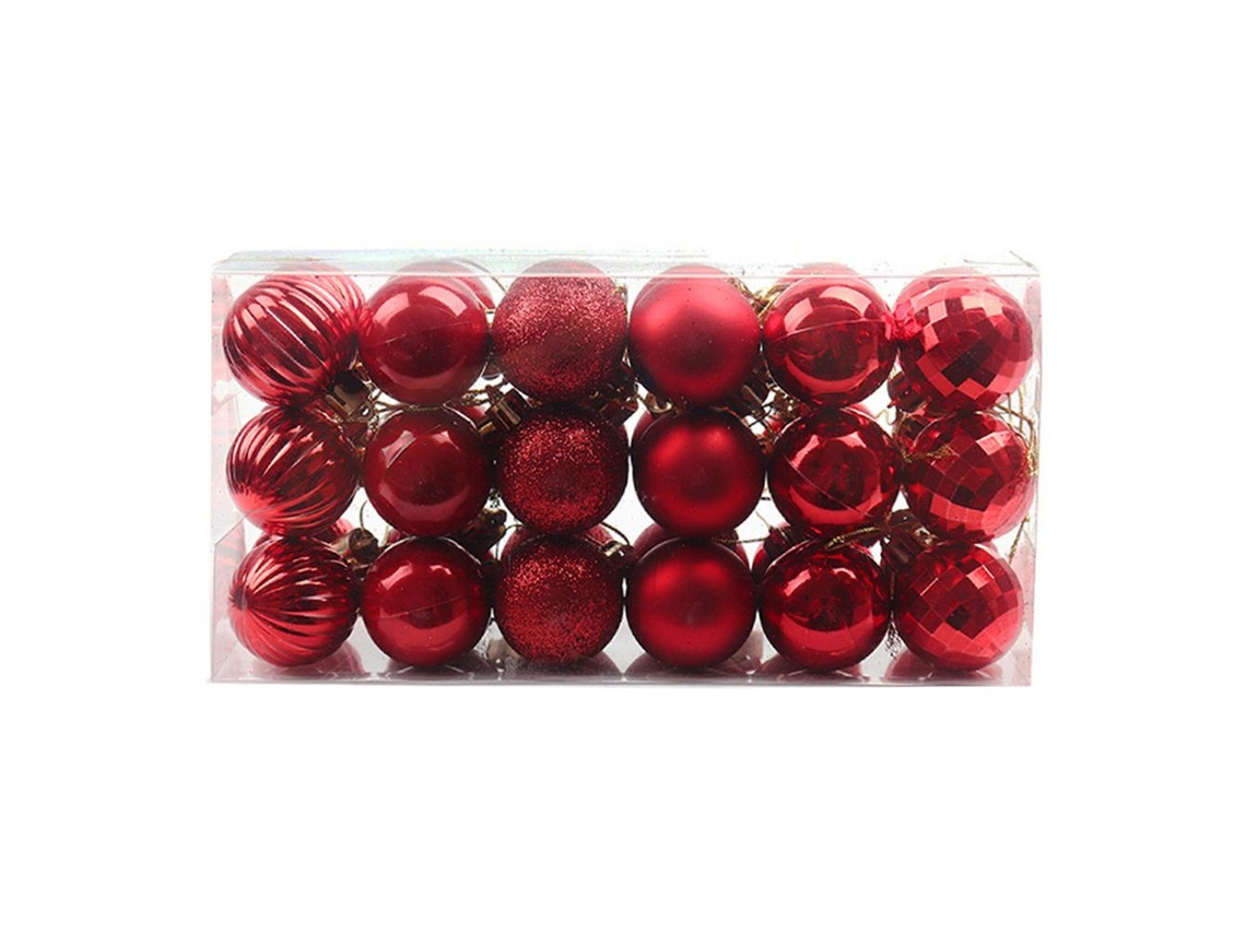 36pcs/set Bolas de Natal 4cm Decoracao de Arvore de Natal Inquebraveis Plasticas para Festas | S/MARCA