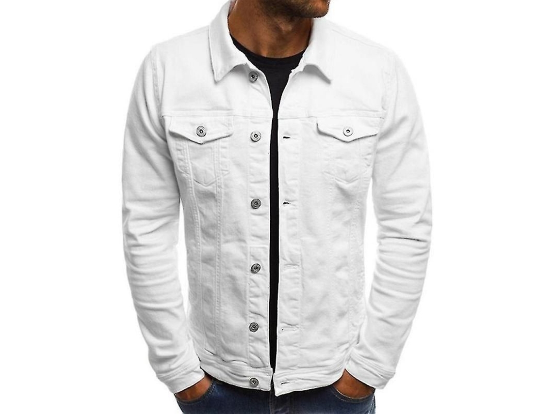 2026 chaqueta Vaquera para Hombre Corta Slim Fit Bhp Diseño Fashion M Blanco