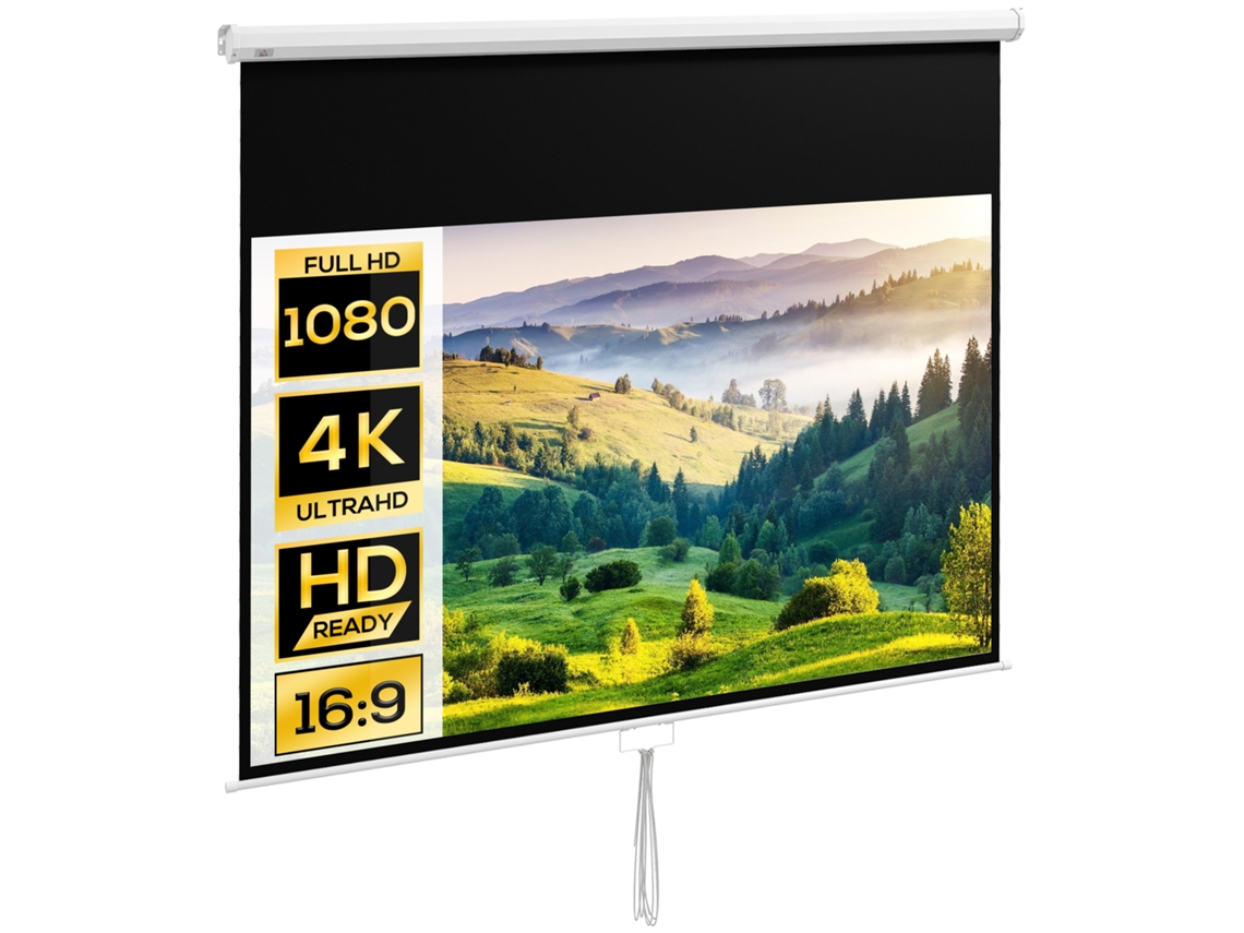 Tela De Projeção Plástico E Metal Cor Branco 236,8x8x158 Cm Homcom