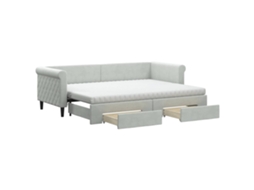Sofá cama com Gavetão e Gavetas 80x200 Cm Veludo Cinzento claro MAISON EXCLUSIVE