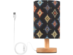 Cabeceira colorida Abajur em estilo rústico para quarto pequeno, mesa de LED com portas USB e cúpula Ticio para sala de estar.
