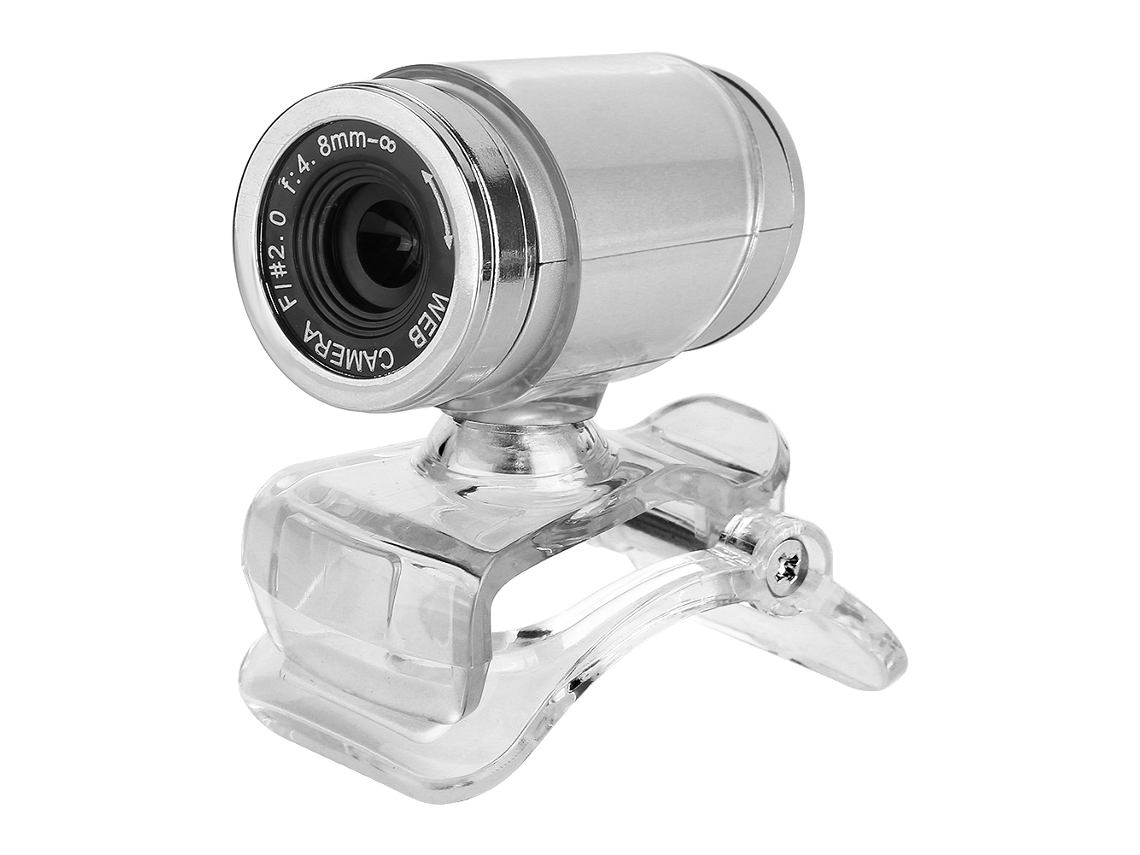 Webcam Usb Hd 0.3mp Com Microfone Clip On 360 Graus Prata Transparente