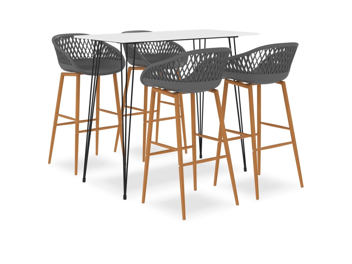Vidaxl 5 Pcs Conjunto De Bar Branco E Cinzento