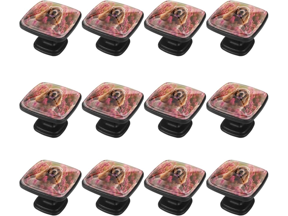 Puxadores Quadrados Para Armários De Cozinha, Puxadores Para Gavetas De Cômoda, 12 Peças, Cão Cocker Spaniel Americano