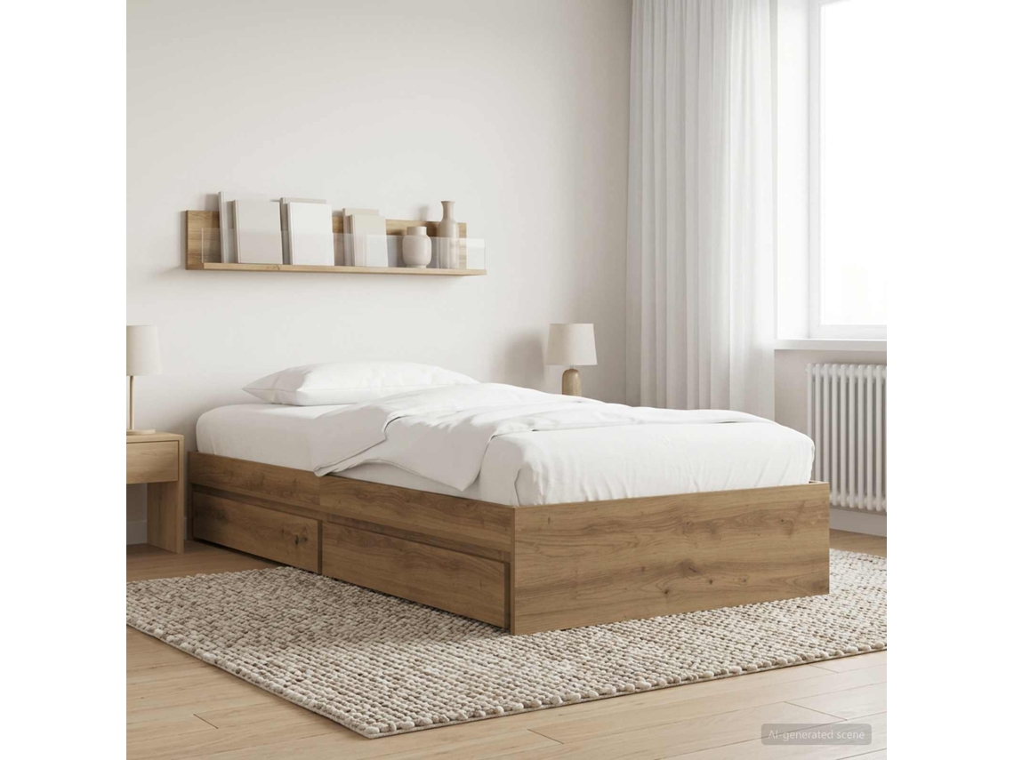 Vidaxl Estrutura De Cama Com Armazenamento Carvalho Artisian