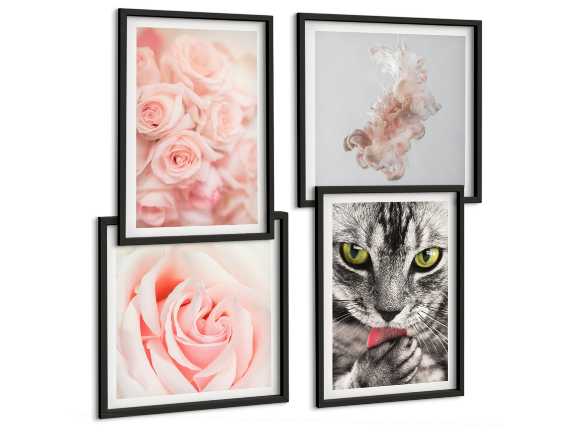 Composição De Quadros Motivos Abstratos Criativos Espelharte (4 Peças)