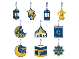 Decorações Suspensas Nova Line, Eid Mubarak, 10 peças, azul