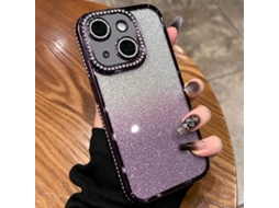 Capa De Tpu Para Iphone 15 - Glitter Degradê De Diamante