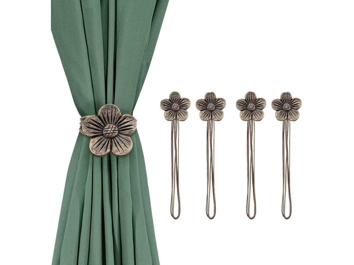 Conjunto De 2 Presilhas Metálicas Para Cortinas Florais, Sem Precisar Furar, Com Cordão Flexível Para Cortina Aquaforge