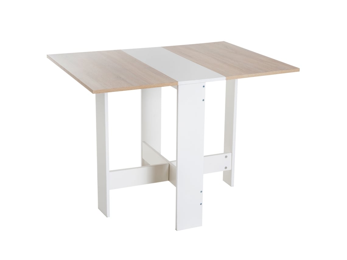 Mesa De Jantar Extensível, Mesa Dobrável De Madeira 103×76×73,5cm Carvalho Branco