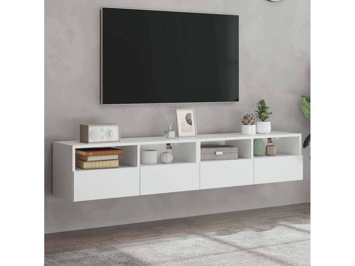 Vidaxl Móveis Parede P/ Tv 2pcs 80x30x30cm Derivados de Madeira Branco