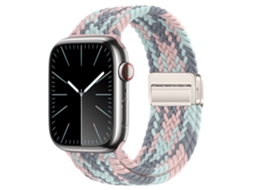 Pulseira Magnética Trançada Em Nylon Para Apple Watch S10, Elástica, Com Estampa De Arco Íris Em X Nas Cores Azul, Rosa