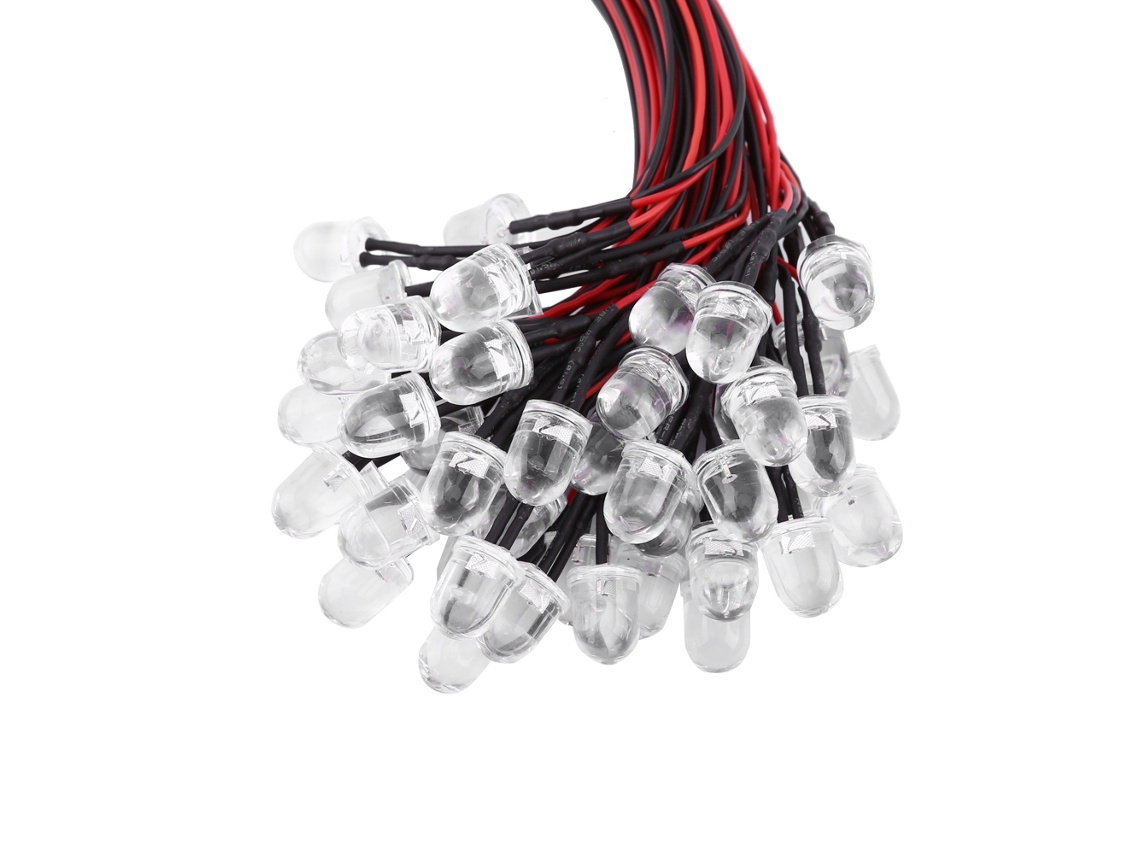 50 peças 12 V DC 10 mm Diodos LED multicoloridos de piscamento lento pré-cabeados (12)