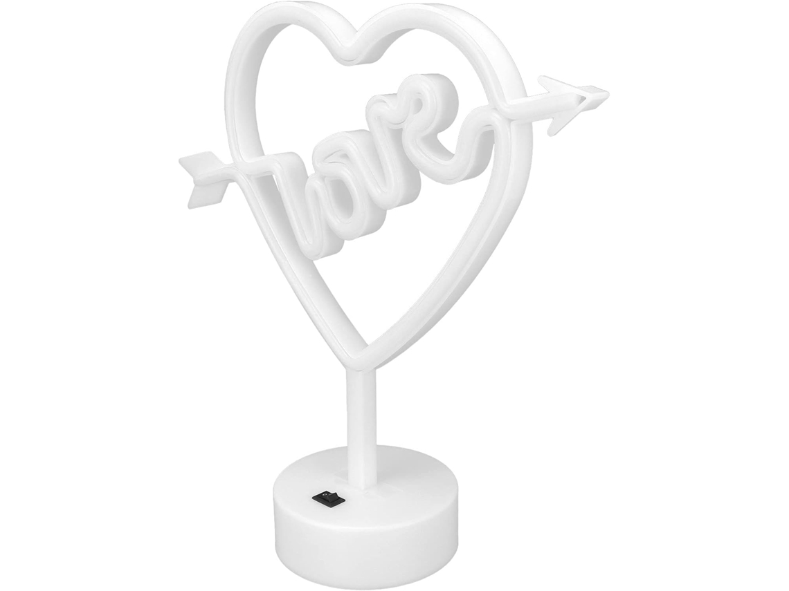 Luminária De Néon Em Formato Coração, Luz Noturna Led Abs E Pvc,