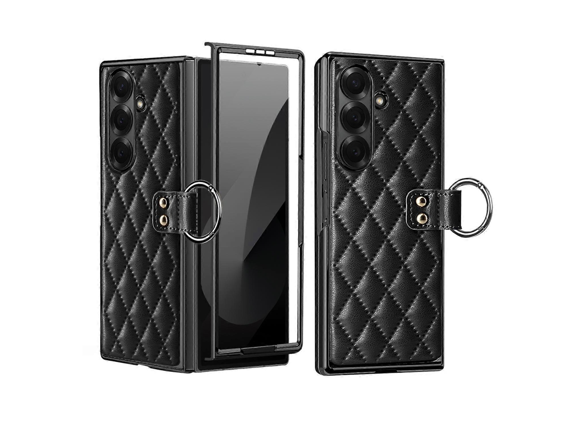 Capa De Celular Vietao Em Couro Pu Com Anel Metálico E Padrão De Diamante Para Samsung Galaxy Z Fold7