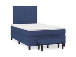 Vidaxl Cama Boxspring Com Colchão 120x190 Cm Tecido Azul