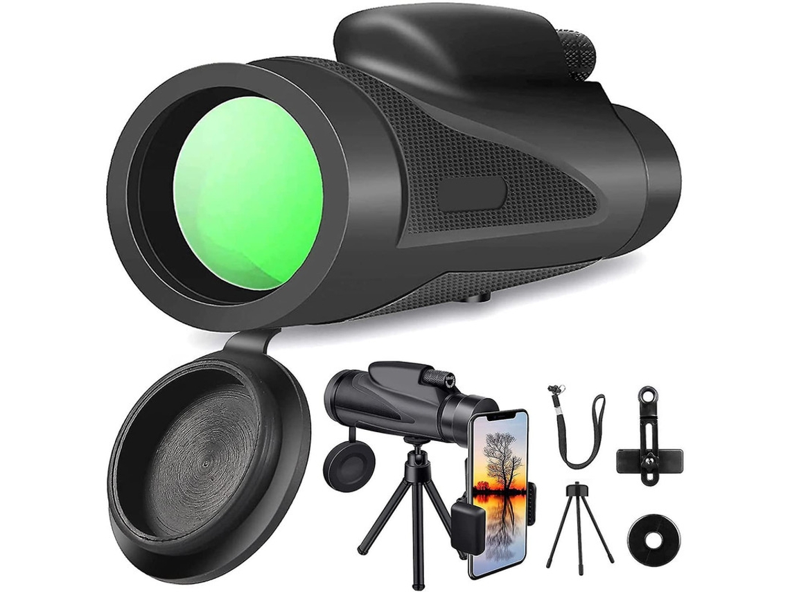 Telescópio Monocular 12x50 Hd Ip68 Tripé Adaptador Smartphone Caminhadas Caça Turismo Pássaros Preto Bestvite