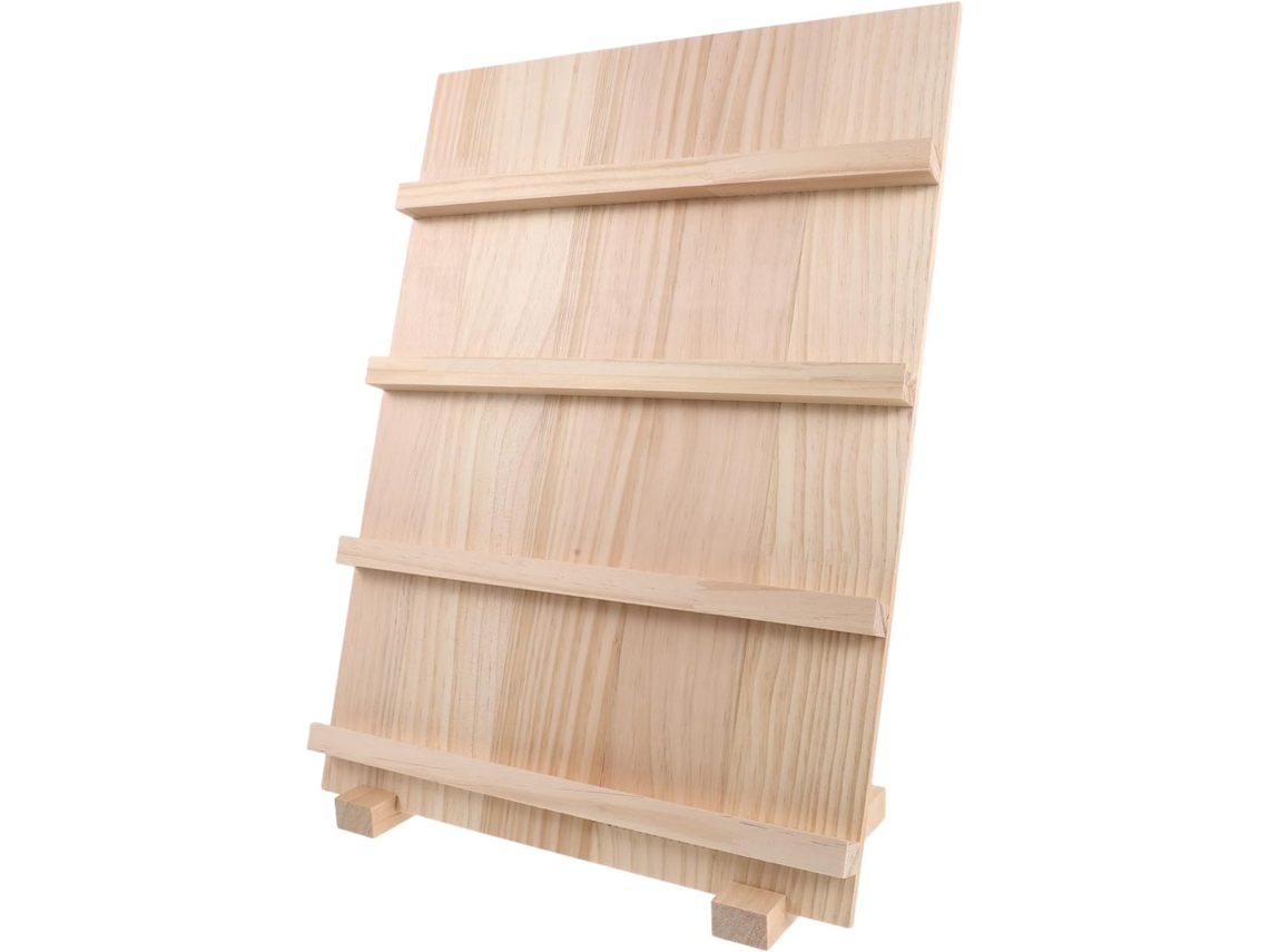 Organizador De Joias De Madeira Nuobesty Com 4 Níveis Em Bege Natural, Porta-brincos E Porta-anéis.