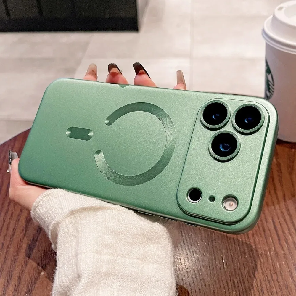 (verde Claro Para Iphone Air) Capa Metálica Magnética De Luxo Para Iphone, Compatível Com Carregamento Sem Fio.